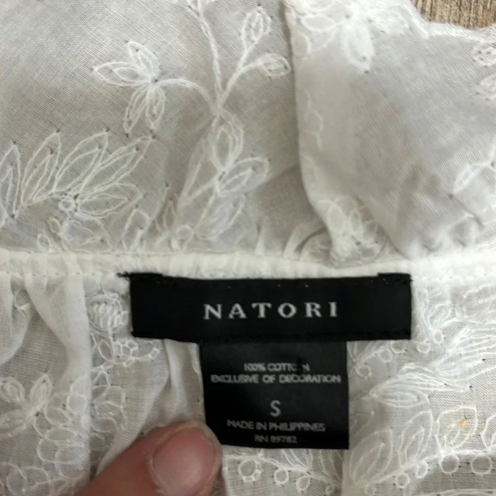 Natori Long  Flare Sleeve Sheer Floral White Embroidered Boho Dress Cover Up S - Picture 7 of 14